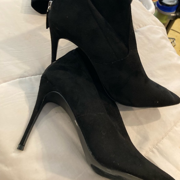 Thigh High Black Faux Seude Boots - Picture 4 of 4